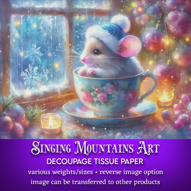 Papel De Seda Rato De Natal Em Aquarela Na Sequência Teacup (Criador carregado)