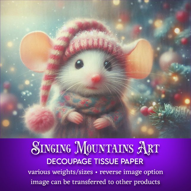 Papel De Seda Rato de Natal Excêntrico Arte Rústica de Inverno D (Criador carregado)