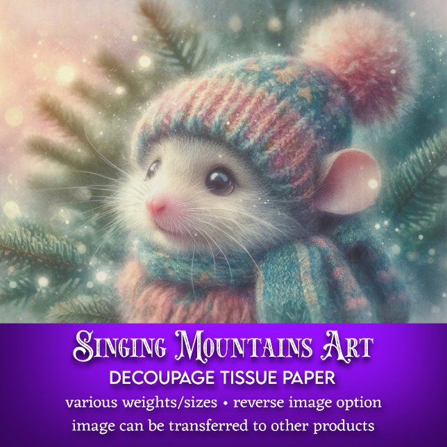 Papel De Seda Rato de Natal na desoupage do Chapéu de Cozy Winte (Criador carregado)