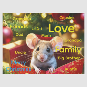 Papel de Seda Rato Feliz Natal