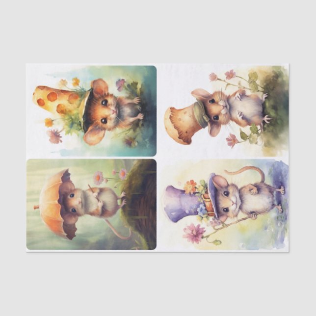 Papel De Seda Ratos com Chapéus (Frente )