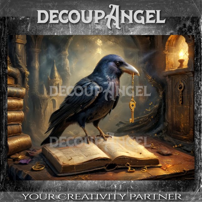 Papel De Seda Raven da Decoupagem da Chave Dourada (Criador carregado)