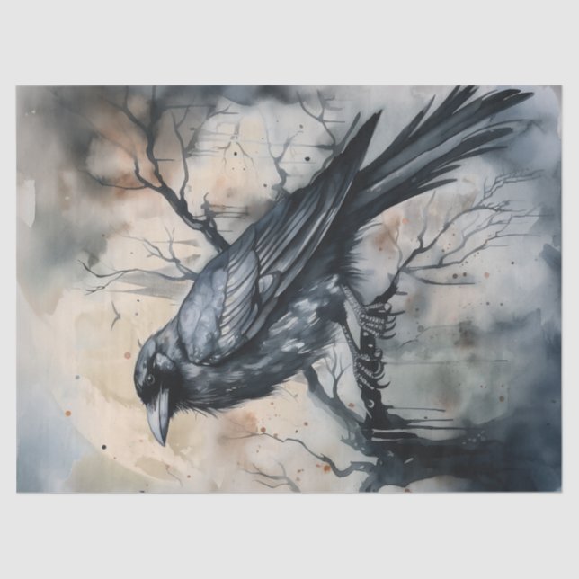 Papel De Seda Raven Majestoso Negro (Frente )