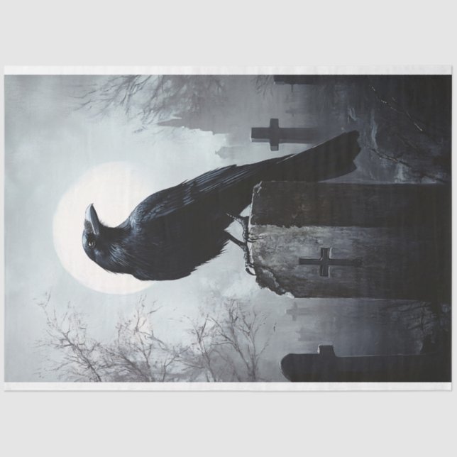 Papel De Seda Raven na Decoupage Gótica do Cemitério (Frente )