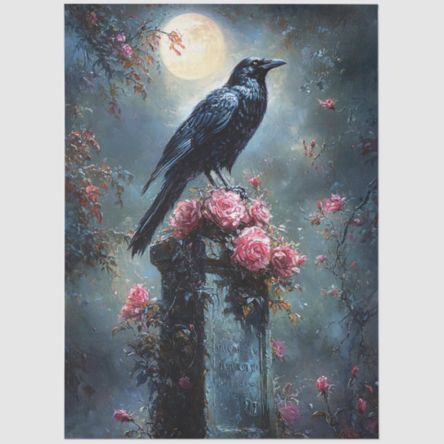 Papel De Seda Raven Perch em uma Tombstone (Frente )