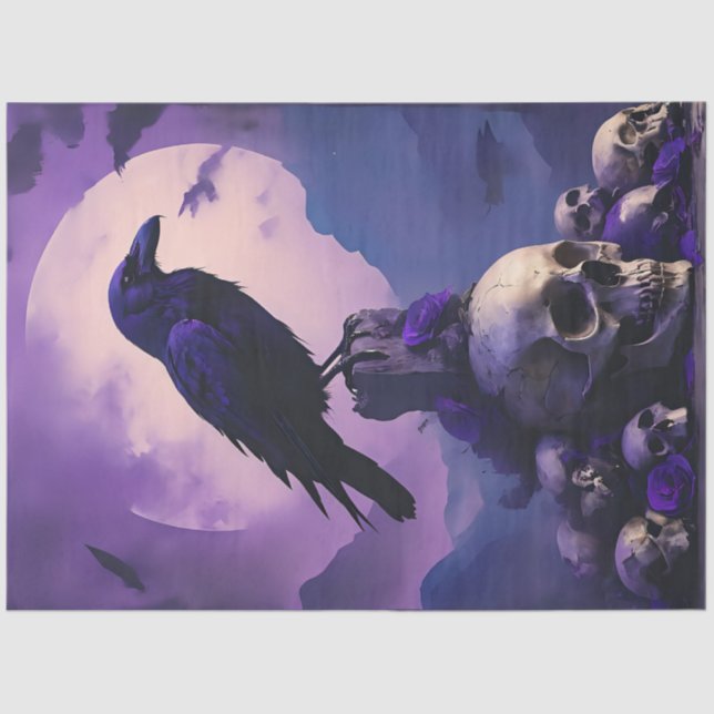 Papel De Seda Raven Skull (Frente )