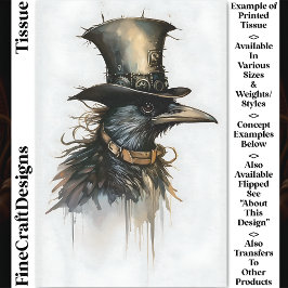 Papel De Seda Raven Steampunk com Cartola e Colarinho CV4 Decoup