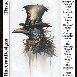 Papel De Seda Raven Steampunk em Cartola e Colar Decoupage BQ5