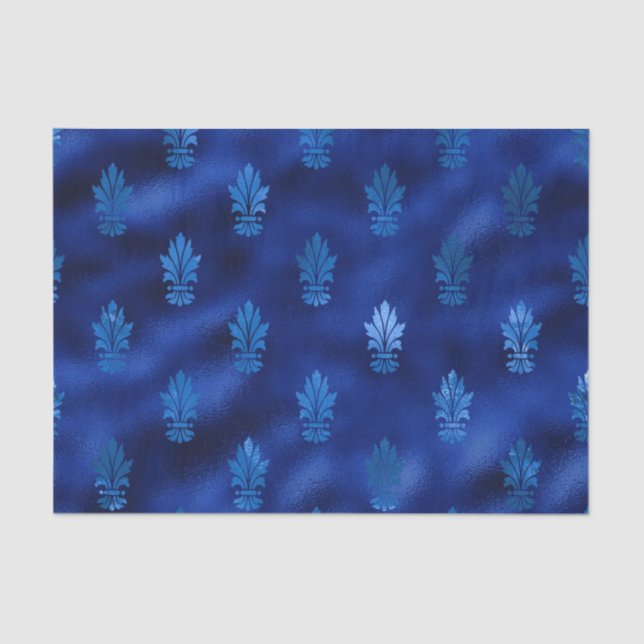 Papel De Seda Real Azul e Prata (Frente )