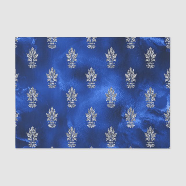 Papel De Seda Real Azul e Prata (Frente )