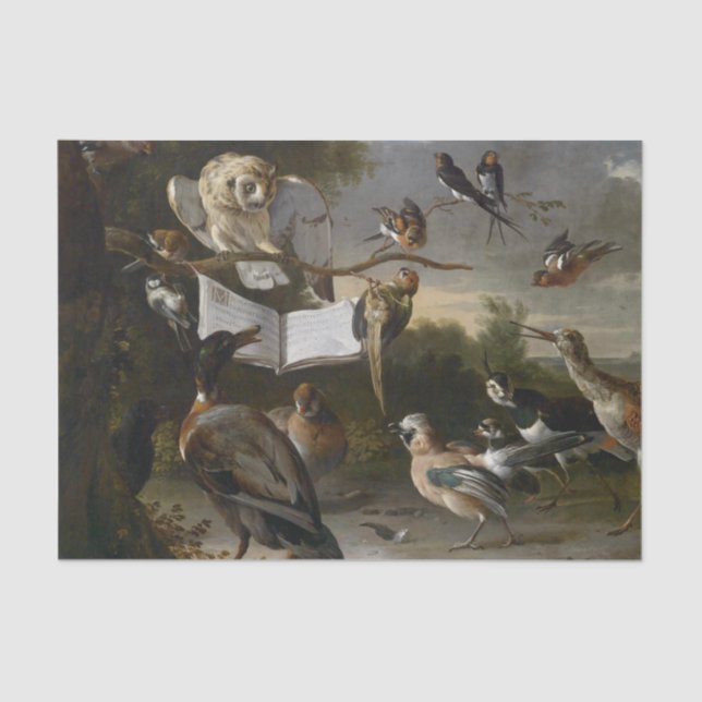 Papel De Seda Rebanho da pintura musical dos pássaros (Frente )