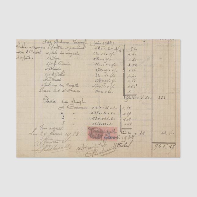 Papel De Seda Receita do Vintage Ledger