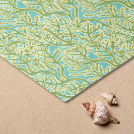 Papel De Seda Recife de Coral Verde e Amarelo