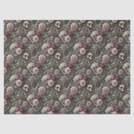 Papel De Seda Recolher nas Rosas - Crânio Floral Gótico
