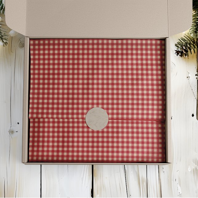 Papel De Seda Red and Kraft Country Gingham Christmas (Criador carregado)