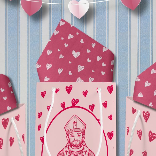 Papel De Seda Red and Pink Hand Drawn Heart Pattern (Criador carregado)