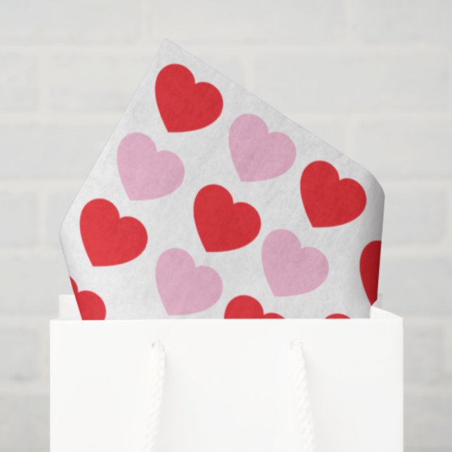 Papel De Seda Red and Pink Valentines Day Hearts (Sacola de presentes)