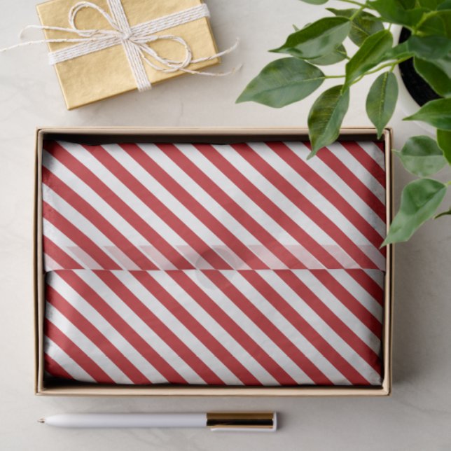 Papel De Seda Red and White Candy Cane Striped Tissue Paper (Presente)