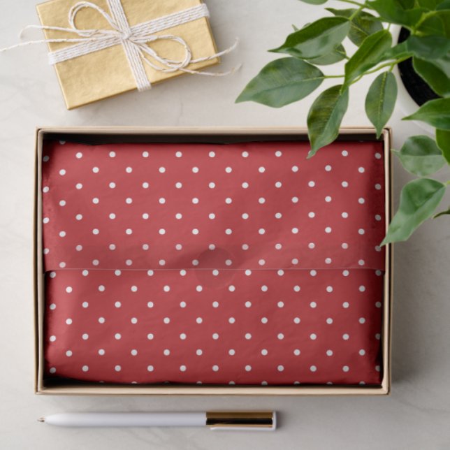 Papel De Seda Red and White Polka Dot Tissue Paper (Presente)