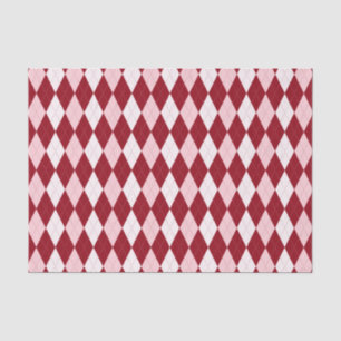 Papel De Seda Red Argyle Crimson Cor-de-rosa Pequeno Forma de Di