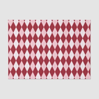 Papel De Seda Red Argyle Crimson Cor-de-rosa Pequeno Forma de Di