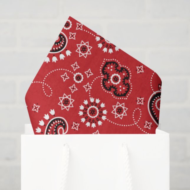 Papel De Seda Red Bandana 2 Tone Yellow Rustic Modern (Sacola de presentes)
