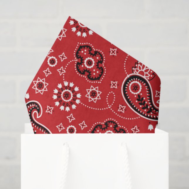 Papel De Seda Red Bandana Western Modern Cowboy Diversão (Sacola de presentes)