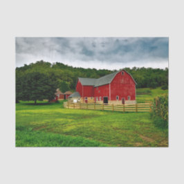 Papel De Seda Red Barns do Idyllic Wisconsin no Campo de Grass d