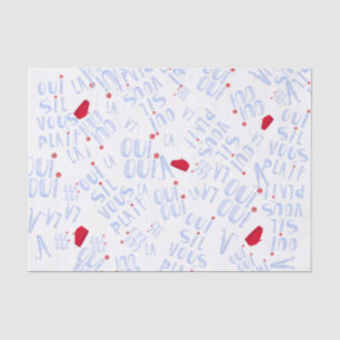 Papel De Seda Red Beret Cute French Oui Merci Sim Obrigado