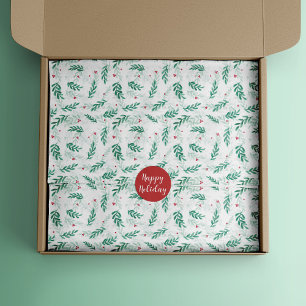 Papel De Seda Red Berries - Padrão de Natal Branco