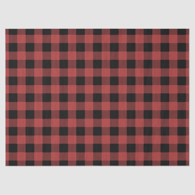 Papel De Seda Red Black Buffalo Plaid  Gingham Lumberjack (Frente )