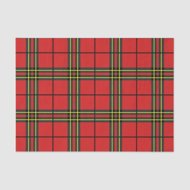 Papel De Seda Red Black Yellow Tartan (Frente )
