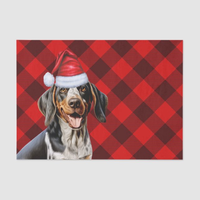 Papel De Seda Red Buffalo Xadrez Natal Bluetick Coonhound (Frente )