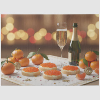 Papel De Seda Red Caviar, Champagne, Tangerines, Festive Dinner