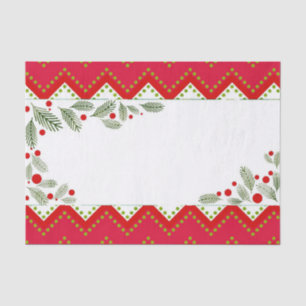 Papel De Seda Red Chevron Holiday Greenery Feliz Natal