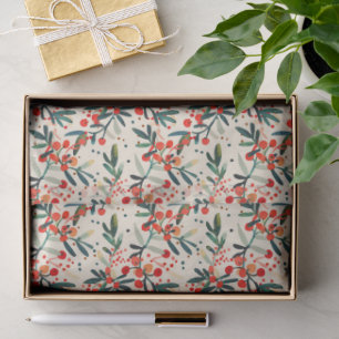 Papel De Seda Red Christmas Holly Berries moderno