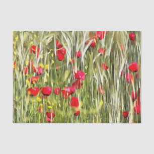 Papel De Seda Red Corn Poppies Arte Realista