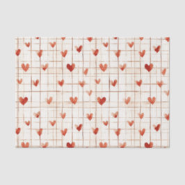 Papel De Seda Red Cream Hearts Abstrato