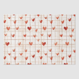 Papel De Seda Red Cream Hearts Abstrato