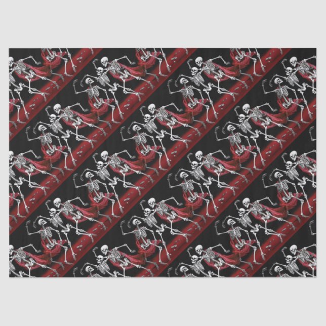 Papel De Seda Red Death Dancing Skeletons Casamento Gótico (Frente )