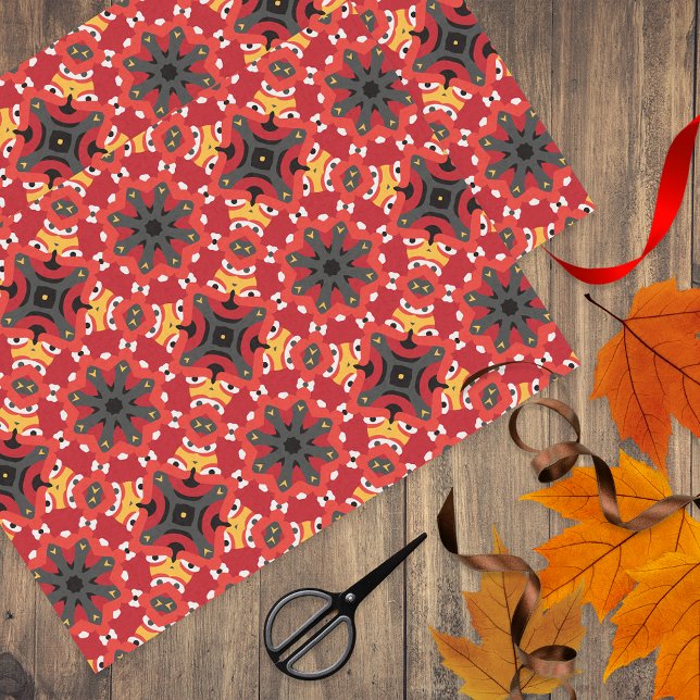 Papel De Seda Red Ethnic Boho Oriental árabe Padrão da Mesquita (Criador carregado)