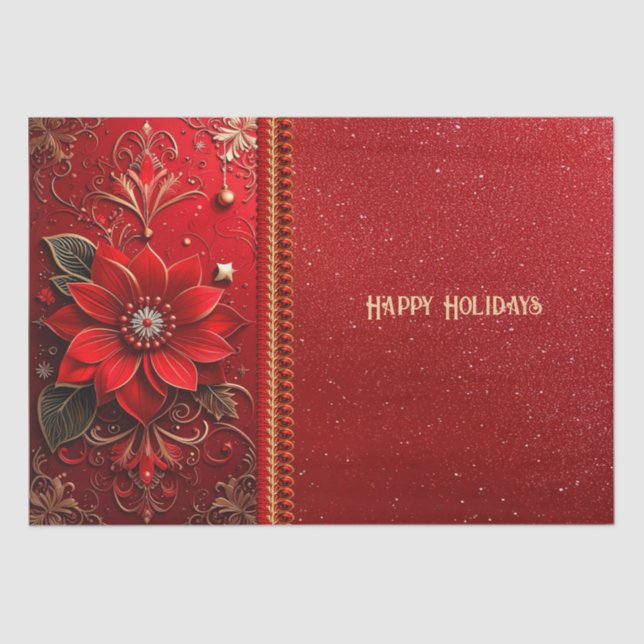 Papel De Seda Red Flower Holiday Tissue Paper (Frente )