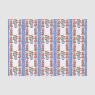 Papel De Seda Red Geraniums Pattern