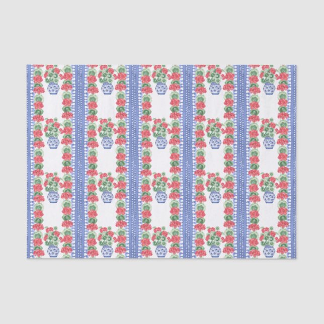 Papel De Seda Red Geraniums Pattern (Frente )
