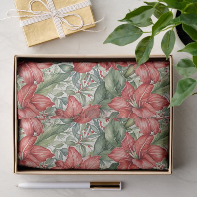 Papel De Seda Red Giant Amaryllis Holiday (Presente)
