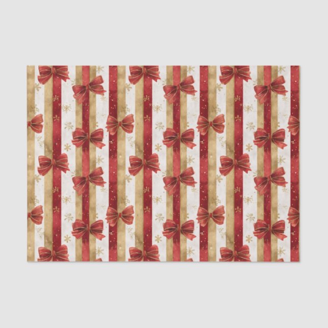 Papel De Seda Red Gold Christmas Bows  (Frente )