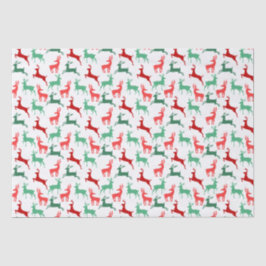 Papel De Seda Red Green Christmas Reindeer White