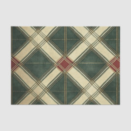 PAPEL DE SEDA RED GREEN CREAM HOLIDAY DIAMOND PATTERN