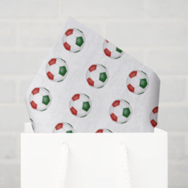 Papel De Seda red green soccer balls pattern