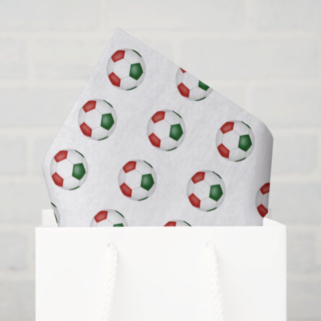 Papel De Seda red green soccer balls pattern (Sacola de presentes)